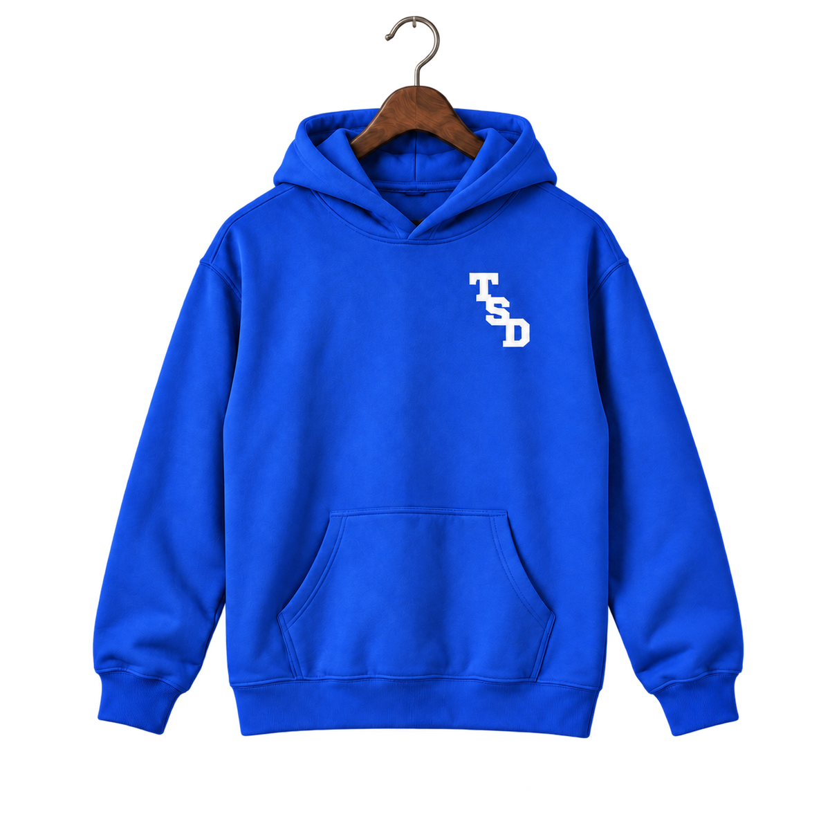 TSD — Blue Hoodie — front view