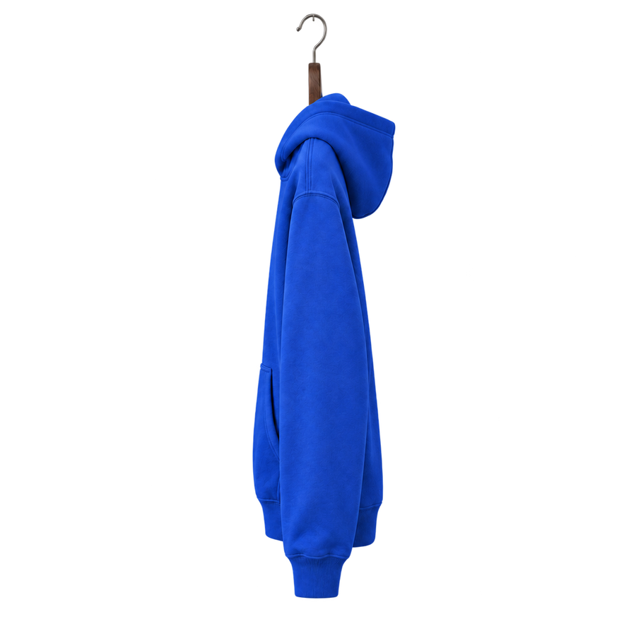 TSD — Blue Hoodie — side view